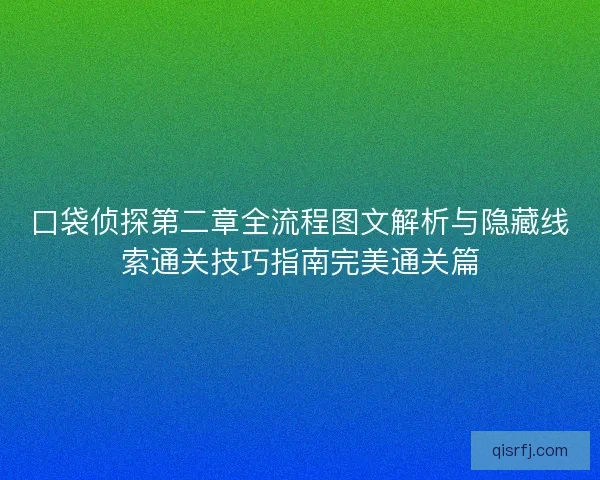 口袋侦探第二章全流程图文解析与隐藏线索通关技巧指南完美通关篇