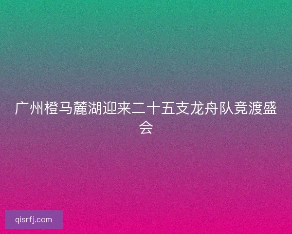 广州橙马麓湖迎来二十五支龙舟队竞渡盛会 广州橙马麓湖迎来二十五支龙舟队竞渡盛会